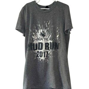 Anvil Mud Run 2017 T-Shirt China Peak Gray Short Sleeve Cotton Blend XS